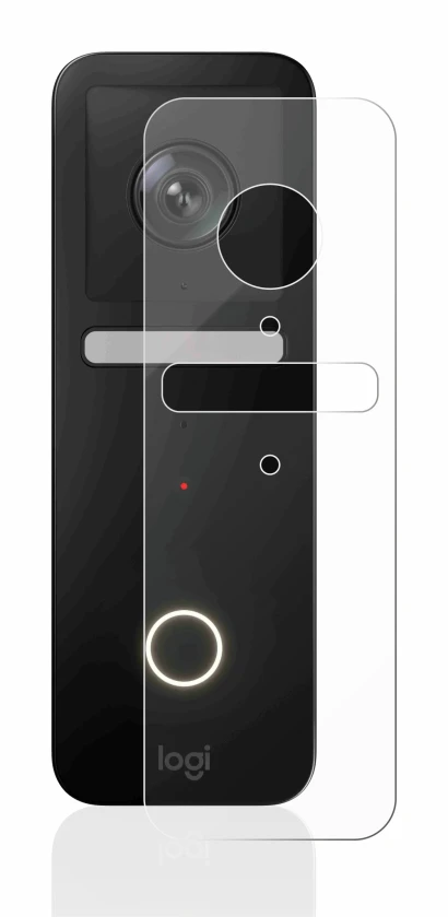 Immagine del dispositivo Logitech Circle View Doorbell con un'ampia varietà di protezioni per lo schermo.
