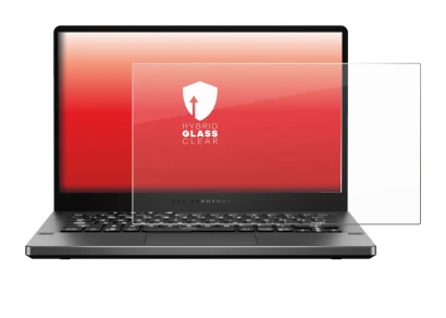 Immagine del dispositivo ASUS ROG Zephyrus G14 GA401 con un'ampia varietà di protezioni per lo schermo.