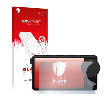 Parte frontale di una confezione del prodotto con il logo del marchio upscreen. Accanto è raffigurato il dispositivo Spotify C