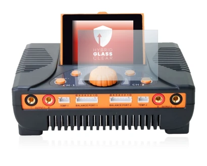 Immagine del dispositivo Junsi iCharger 406 Duo con un'ampia varietà di protezioni per lo schermo.