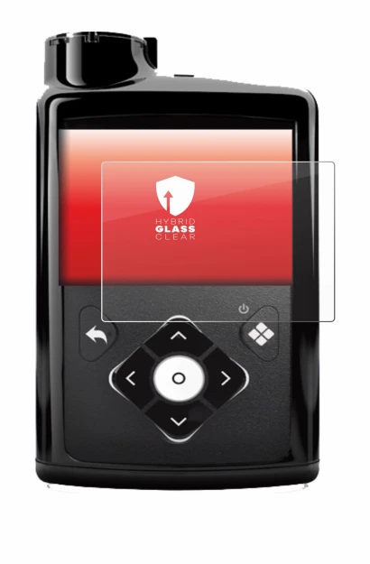 Immagine del dispositivo Medtronic Minimed 780G con un'ampia varietà di protezioni per lo schermo.