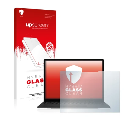 Parte frontale di una confezione del prodotto con il logo del marchio upscreen. Accanto è raffigurato il dispositivo Microsoft