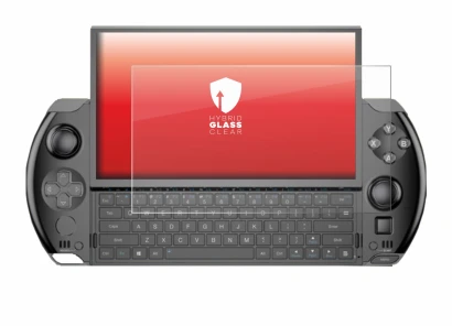 Immagine del dispositivo GPD Win 4 con un'ampia varietà di protezioni per lo schermo.