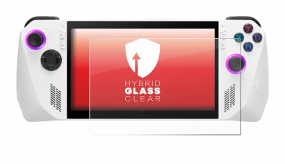 Immagine del dispositivo ASUS ROG Ally (2023) RC71L con un'ampia varietà di protezioni per lo schermo.