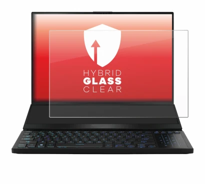 Immagine del dispositivo ASUS ROG Zephyrus Duo 16 2023 con un'ampia varietà di protezioni per lo schermo.