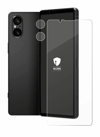 Immagine del dispositivo Sony Xperia 5 V (Fronte+Fotocamera) con un'ampia varietà di protezioni per lo schermo.