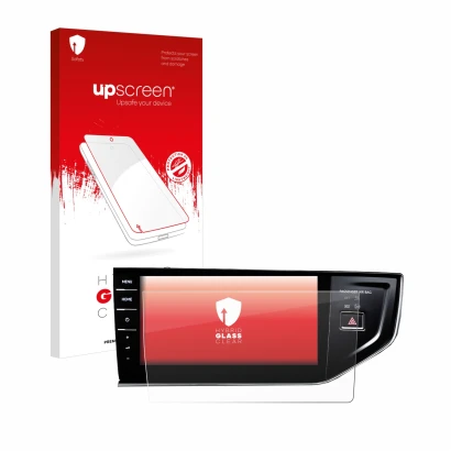 Parte frontale di una confezione del prodotto con il logo del marchio upscreen. Accanto è raffigurato il dispositivo Volkswage