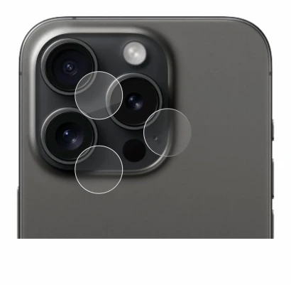 Immagine del dispositivo Apple iPhone 15 Pro (SOLO Fotocamera) con un'ampia varietà di protezioni per lo schermo.