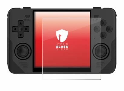 Immagine del dispositivo Powkiddy RGB30 con un'ampia varietà di protezioni per lo schermo.