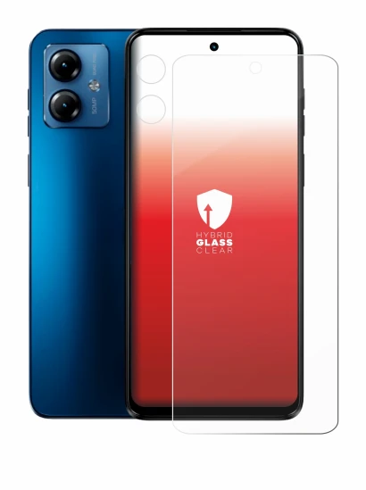 Immagine del dispositivo Motorola Moto G14 (Fronte+Fotocamera) con un'ampia varietà di protezioni per lo schermo.