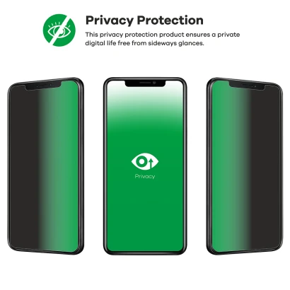 Dispositivo con filtro privacy applicato, che diventa nero se lo schermo viene osservato di lato.
