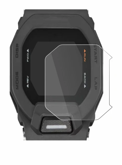 Immagine del dispositivo Casio G-Shock GBD-200 con un'ampia varietà di protezioni per lo schermo.