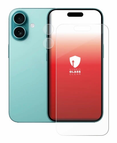 Immagine del dispositivo Apple iPhone 16 (Fronte+Fotocamera) con un'ampia varietà di protezioni per lo schermo.