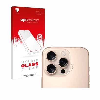 Parte frontale di una confezione del prodotto con il logo del marchio upscreen. Accanto è raffigurato il dispositivo Apple iPh