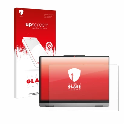 Parte frontale di una confezione del prodotto con il logo del marchio upscreen. Accanto è raffigurato il dispositivo Lenovo Id