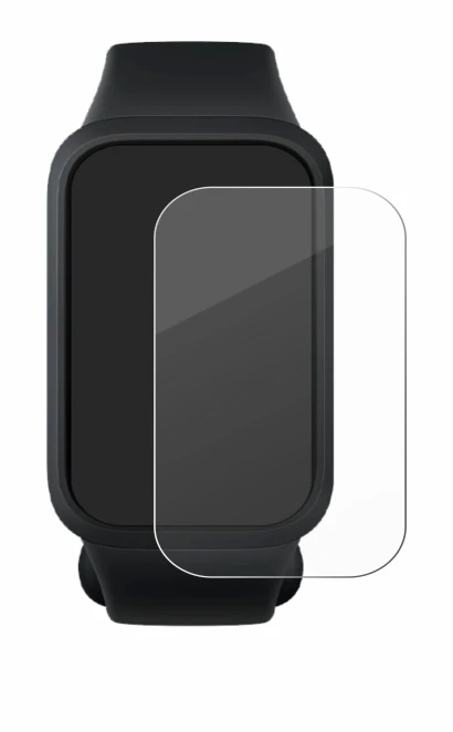 Immagine del dispositivo Xiaomi Smart Band 9 Active con un'ampia varietà di protezioni per lo schermo.