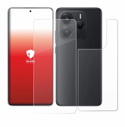 Immagine del dispositivo Xiaomi Redmi Note 14 (Fronte+Retro) con un'ampia varietà di protezioni per lo schermo.