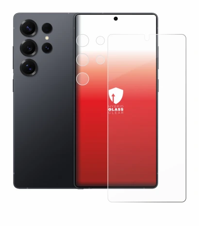 Immagine del dispositivo Samsung Galaxy S25 Ultra (Fronte+Fotocamera) con un'ampia varietà di protezioni per lo schermo.