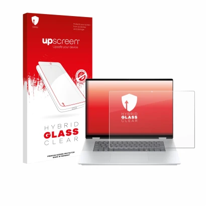 Parte frontale di una confezione del prodotto con il logo del marchio upscreen. Accanto è raffigurato il dispositivo HP OmniBo