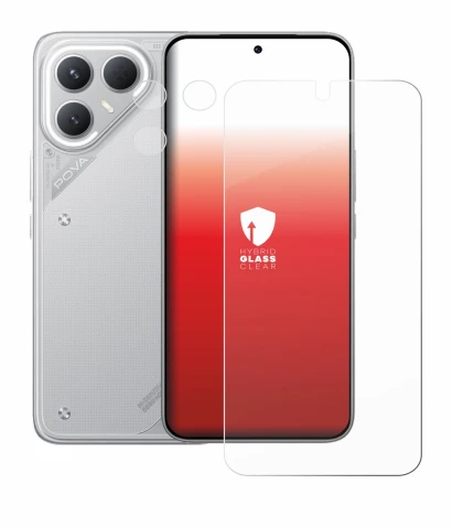 Immagine del dispositivo Tecno Pova 7 Pro (Fronte+Fotocamera) con un'ampia varietà di protezioni per lo schermo.