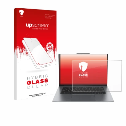 Parte frontale di una confezione del prodotto con il logo del marchio upscreen. Accanto è raffigurato il dispositivo Lenovo Th