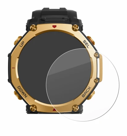 Immagine del dispositivo Huami Amazfit T-Rex 3 Pro (48 mm) con un'ampia varietà di protezioni per lo schermo.