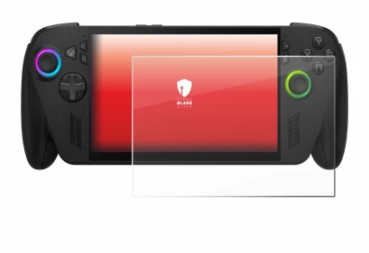 Immagine del dispositivo ASUS ROG Ally X 2025 con un'ampia varietà di protezioni per lo schermo.