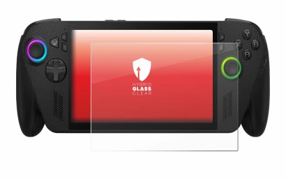 Immagine del dispositivo ASUS ROG Xbox Ally X con un'ampia varietà di protezioni per lo schermo.