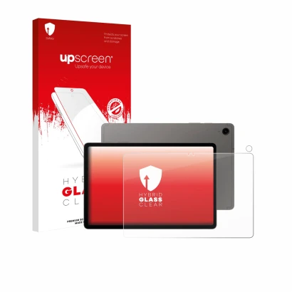 Parte frontale di una confezione del prodotto con il logo del marchio upscreen. Accanto è raffigurato il dispositivo Samsung G