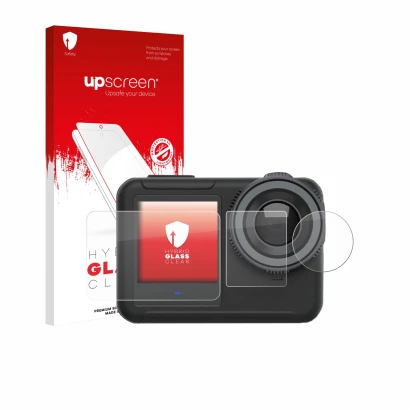 Parte frontale di una confezione del prodotto con il logo del marchio upscreen. Accanto è raffigurato il dispositivo SVBONY SV