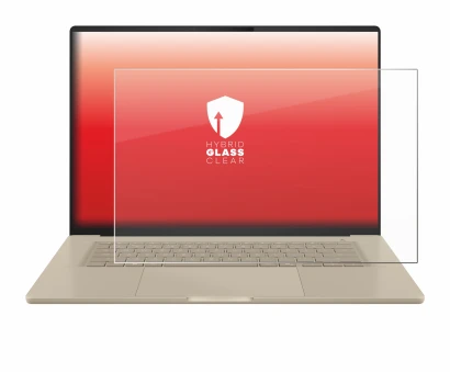 Immagine del dispositivo ASUS ZenBook A16 UX3607 con un'ampia varietà di protezioni per lo schermo.