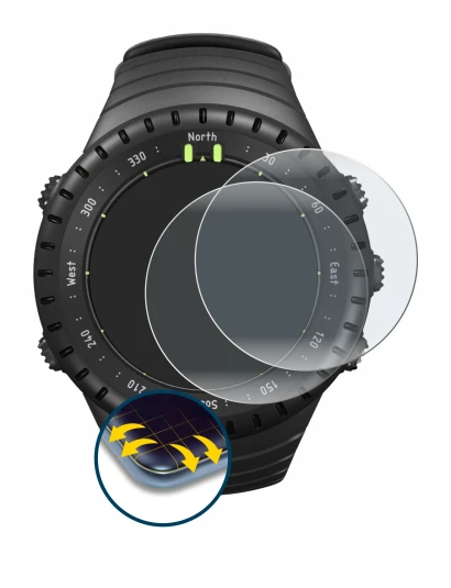 Immagine del dispositivo Suunto Core All Black con un'ampia varietà di protezioni per lo schermo.