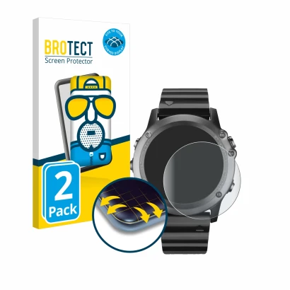 Parte frontale di una confezione del prodotto con il logo del marchio BROTECT. Accanto è raffigurato il dispositivo Garmin Fen