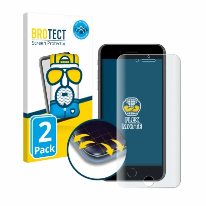 Parte frontale di una confezione del prodotto con il logo del marchio BROTECT. Accanto è raffigurato il dispositivo Apple iPho