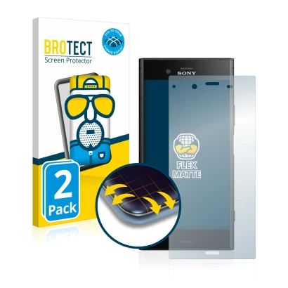 Parte frontale di una confezione del prodotto con il logo del marchio BROTECT. Accanto è raffigurato il dispositivo Sony Xperi