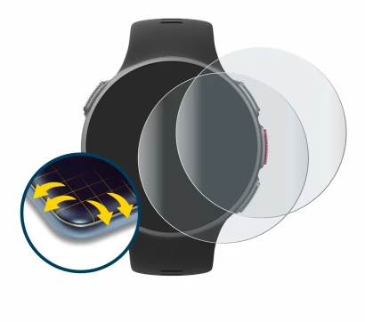 Immagine del dispositivo Polar Vantage V con un'ampia varietà di protezioni per lo schermo.