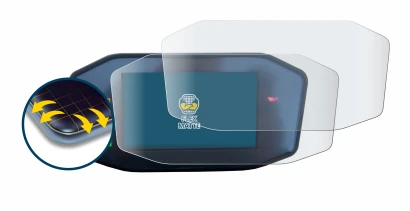 Immagine del dispositivo KTM 790 Duke con un'ampia varietà di protezioni per lo schermo.