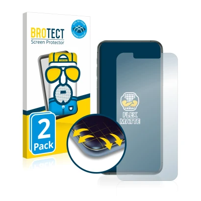 Parte frontale di una confezione del prodotto con il logo del marchio BROTECT. Accanto è raffigurato il dispositivo Apple iPho