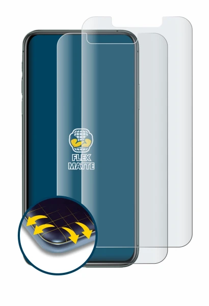Immagine del dispositivo Apple iPhone 11 Pro Max con un'ampia varietà di protezioni per lo schermo.