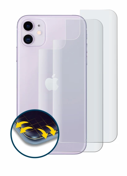 Immagine del dispositivo Apple iPhone 11 (Posteriore) con un'ampia varietà di protezioni per lo schermo.