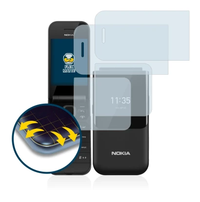 Immagine del dispositivo Nokia 2720 Flip con un'ampia varietà di protezioni per lo schermo.