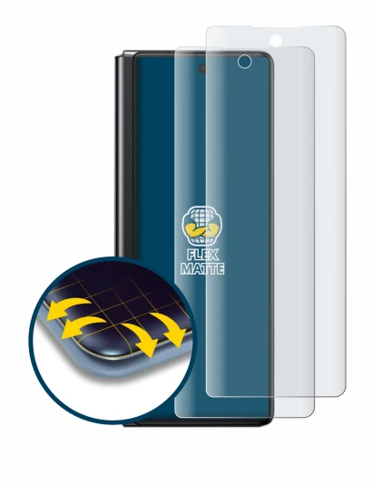 Immagine del dispositivo Samsung Galaxy Z Fold 2 5G con un'ampia varietà di protezioni per lo schermo.