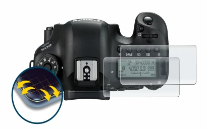 Immagine del dispositivo Canon EOS 6D (display a spalla) con un'ampia varietà di protezioni per lo schermo.