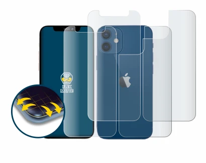 Immagine del dispositivo Apple iPhone 12 mini (Fronte+Retro) con un'ampia varietà di protezioni per lo schermo.