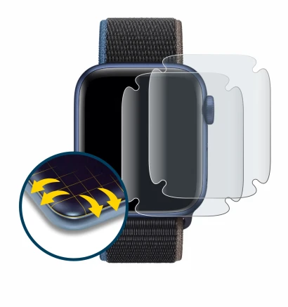 Immagine del dispositivo Apple Watch Series 6 (40 mm) con un'ampia varietà di protezioni per lo schermo.