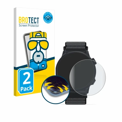 Parte frontale di una confezione del prodotto con il logo del marchio BROTECT. Accanto è raffigurato il dispositivo Coros Pace