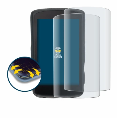 Immagine del dispositivo Hammerhead Karoo 2 con un'ampia varietà di protezioni per lo schermo.