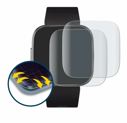 Immagine del dispositivo Fitbit Versa 2 Special Edition con un'ampia varietà di protezioni per lo schermo.