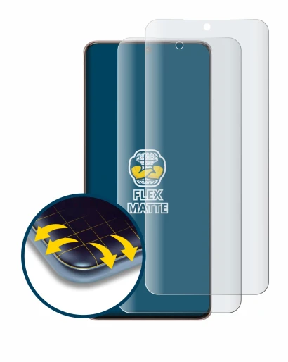 Immagine del dispositivo Samsung Galaxy S21 Plus 5G con un'ampia varietà di protezioni per lo schermo.