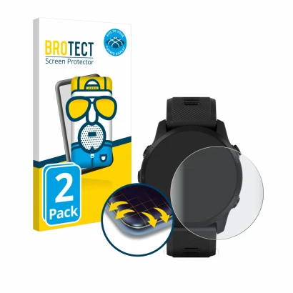 Parte frontale di una confezione del prodotto con il logo del marchio BROTECT. Accanto è raffigurato il dispositivo Garmin For